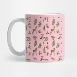 Digital pattern forest animals watercolor aquarelle. Mug